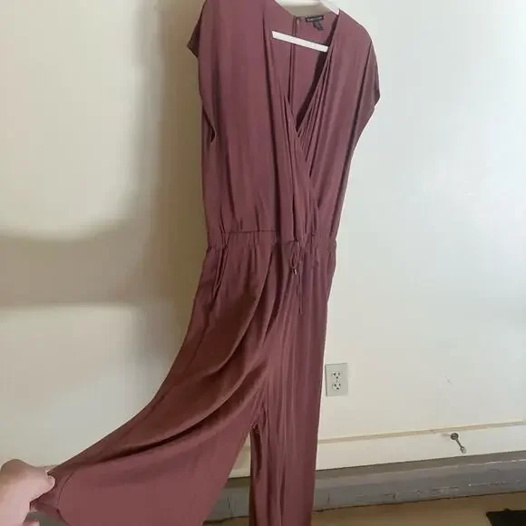 Eileen Fisher Salmon Rust Wrap Elastic Waist Sleeveless Cropped Jumpsuit - Picture 5 of 10